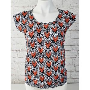 Anthropologie THML Top/Blouse ~ Cap Sleeves ~ Embroidered Front ~ Size Small